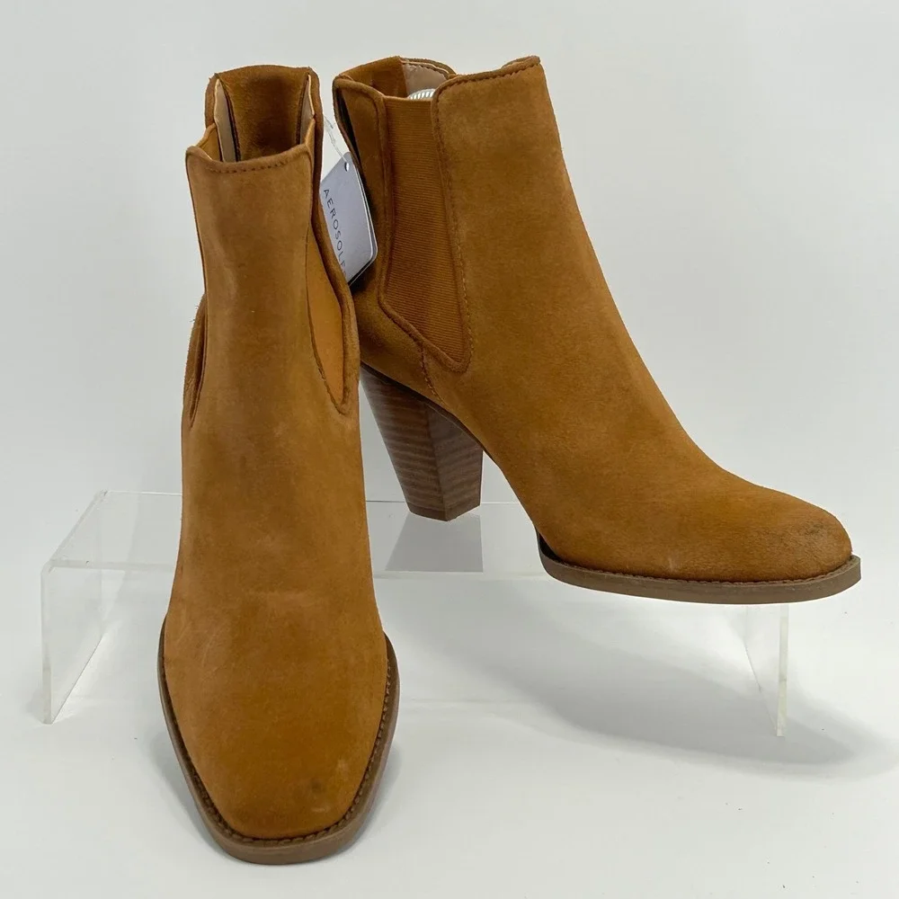 Aerosoles Size 6.5 Lido Brown Suede Leather Ankle Boot Heels‎ Women's